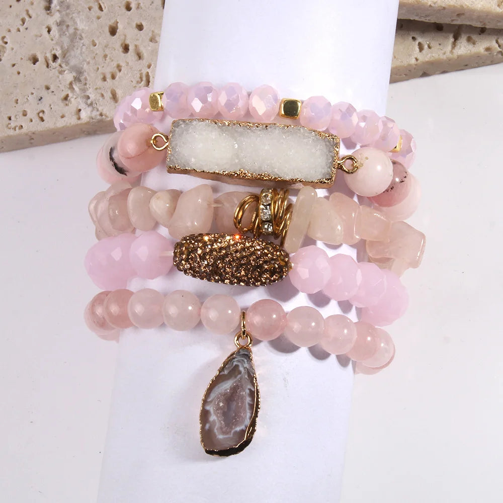 Luxe Druzy Stack Bracelet Set