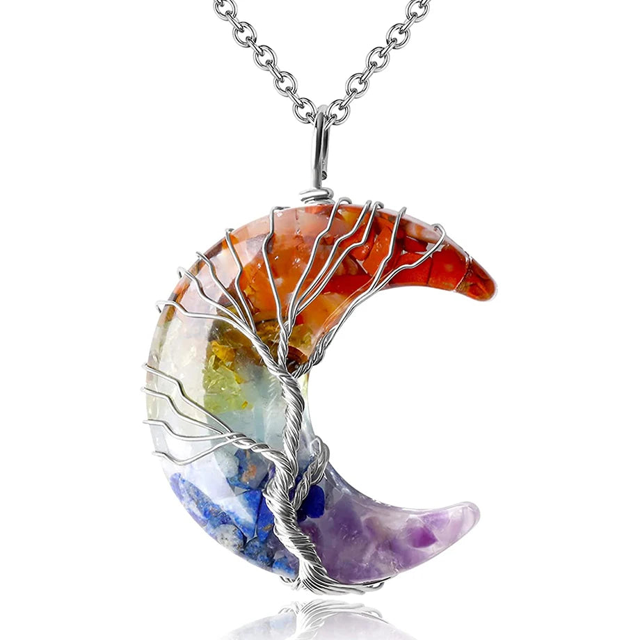 Cosmic Tree of Life Moon Pendant